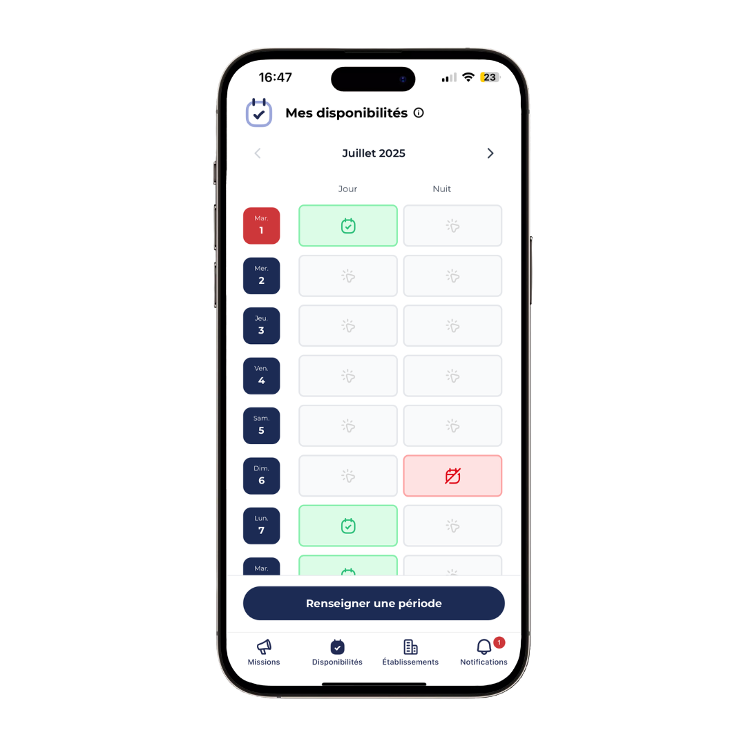 Mes disponibilités App CLEMCO